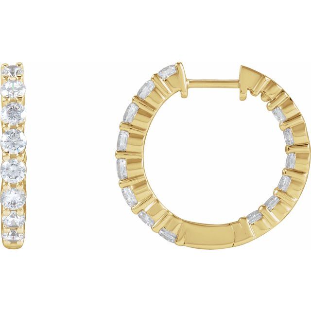 14K 2 CTW Lab-Grown Diamond Inside-Outside Hinged Hoop Earrings