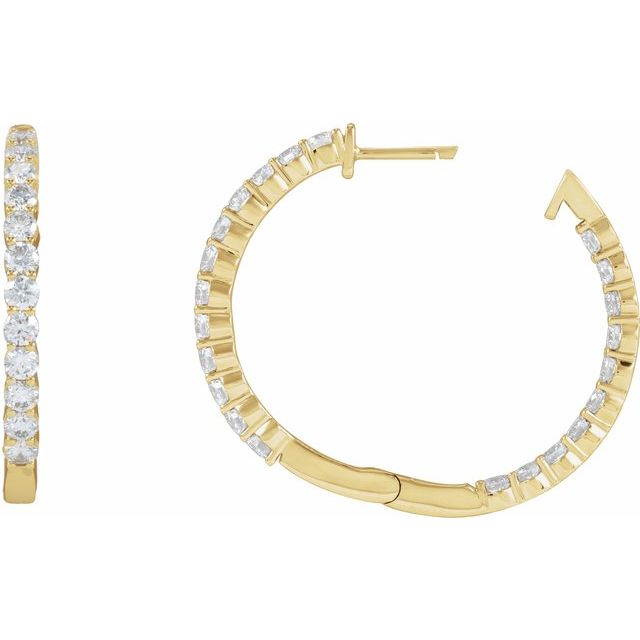 14K 3 CTW Lab-Grown Diamond Inside-Outside Hinged Hoop Earrings