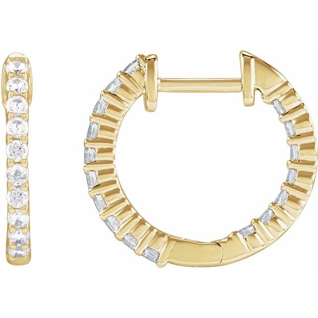 14K 1/2 CTW Lab-Grown Diamond Inside-Outside Hinged Hoop Earrings