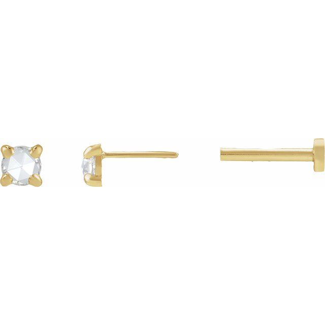 14K .06 CT -Cut Natural Diamond Stud Earrings