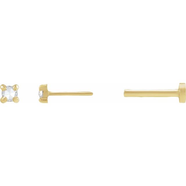 14K .02 CT -Cut Natural Diamond Stud Earrings