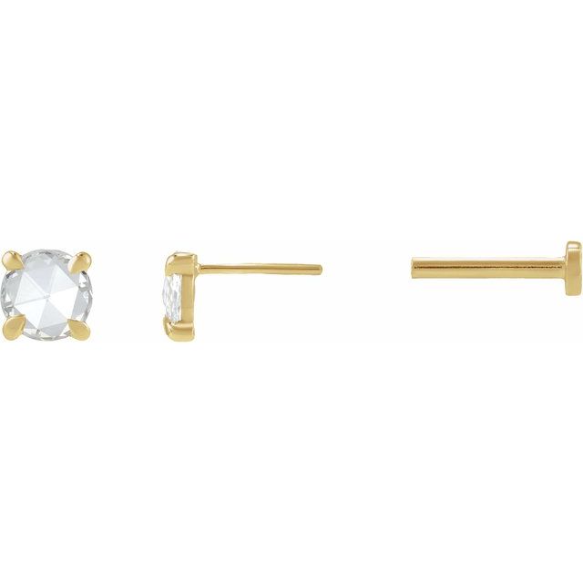 14K 1/8 CT -Cut Natural Diamond Stud Earrings