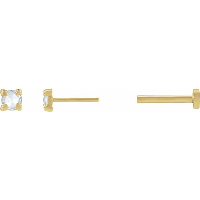 14K .04 CT -Cut Natural Diamond Stud Earrings