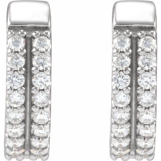 14K 1/4 CTW Natural Diamond Double-Row Hoop Earrings