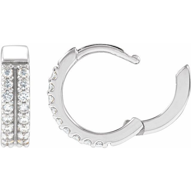 14K 1/4 CTW Natural Diamond Double-Row Hoop Earrings