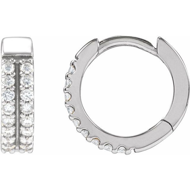 14K 1/4 CTW Natural Diamond Double-Row Hoop Earrings
