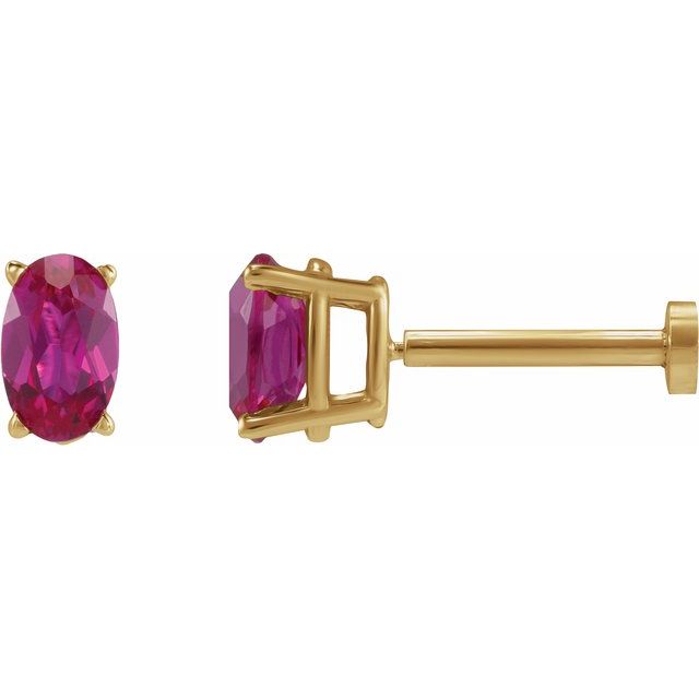 14K Lab-Grown Ruby Earring