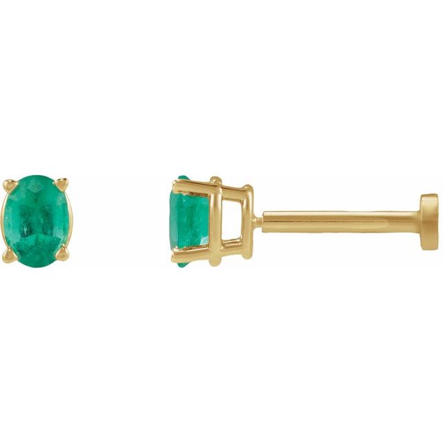 14K Natural Emerald Earring