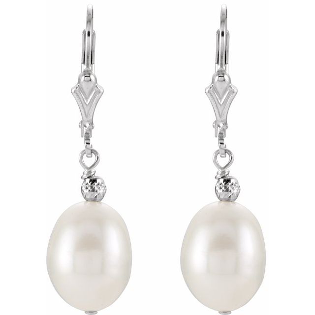 Sterling Silver 9- Cultured Freshwater Pearl Earrings