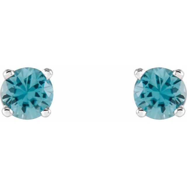 14K Natural Blue Zircon Stud Earrings