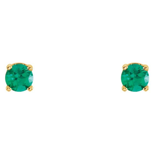 14K Natural Emerald Youth Earrings