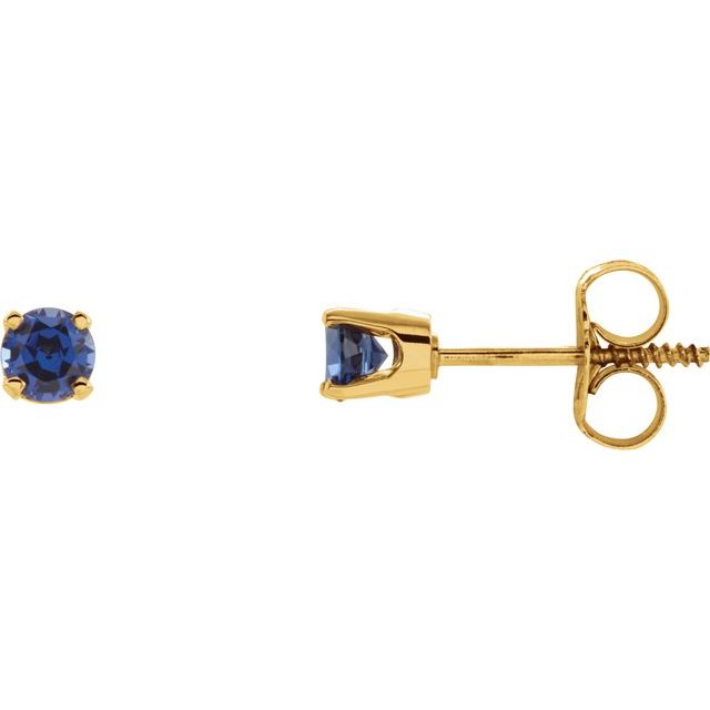 14K Natural Blue Sapphire Youth Earrings
