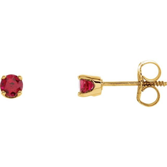 14K Imitation Ruby Youth Earrings