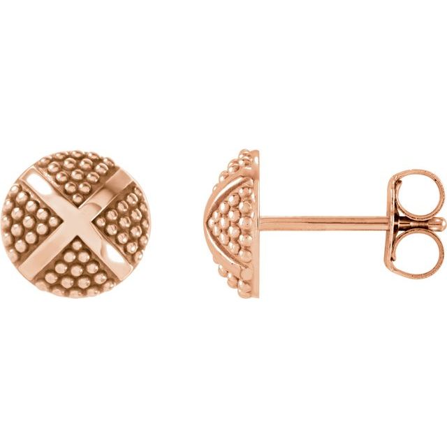 14K Granulated X Stud Earrings