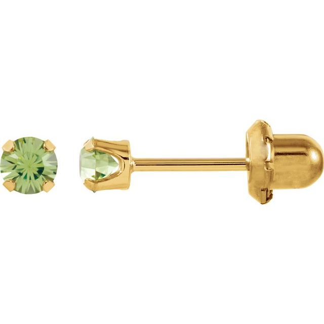 14K Imitation Peridot Inverness® Piercing Stud Earrings