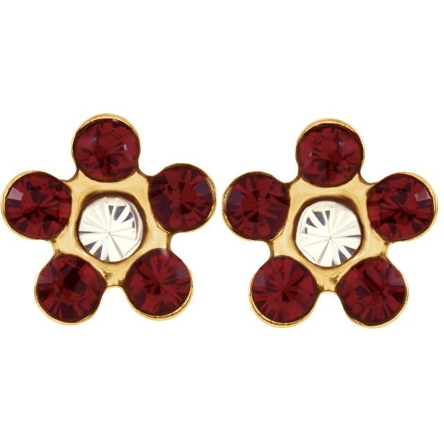 14K Imitation Ruby Inverness® Piercing Earrings