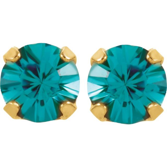 14K Imitation Blue Crystal Inverness® Piercing Stud Earrings