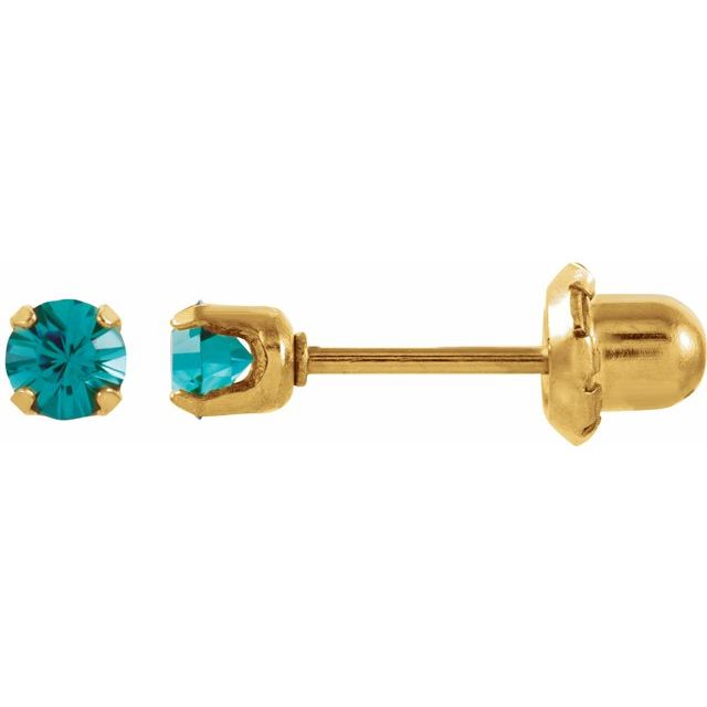 14K Imitation Blue Crystal Inverness® Piercing Stud Earrings