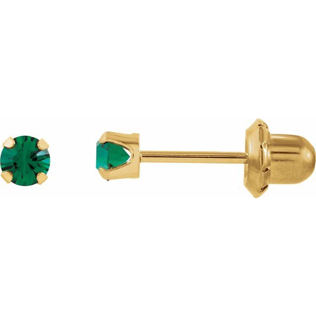 14K Imitation Emerald Inverness® Piercing Stud Earrings