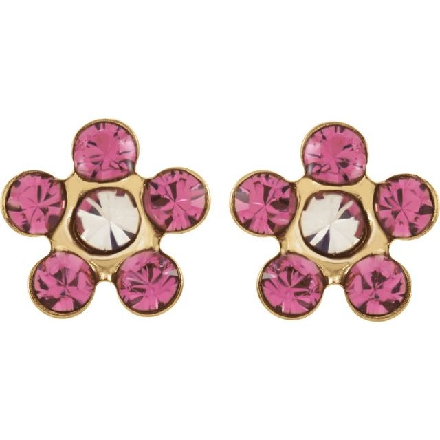 14K Imitation Pink Tourmaline Inverness® Piercing Earrings