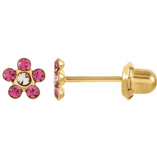 14K Imitation Pink Tourmaline Inverness® Piercing Earrings