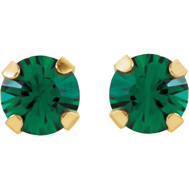 14K Imitation Emerald Inverness® Piercing Stud Earrings