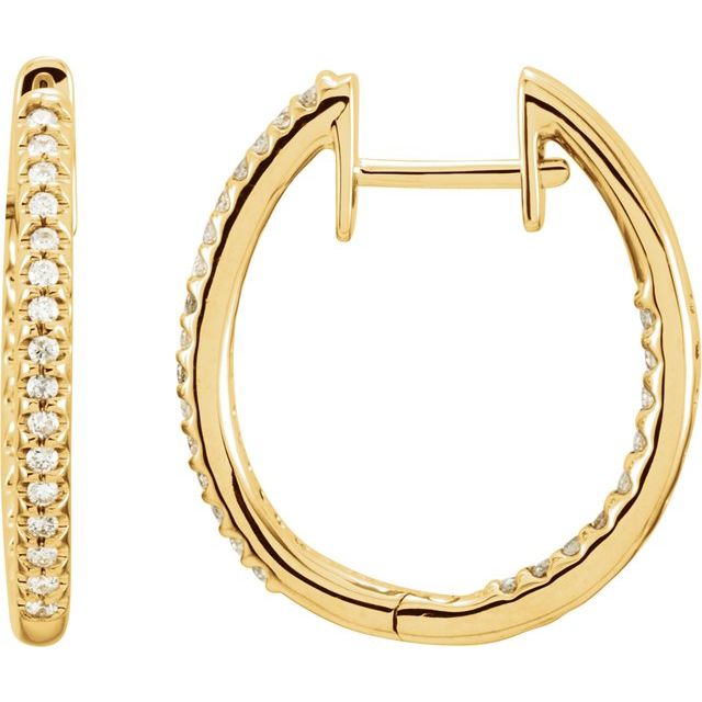 14K 3/4 CTW Natural Diamond Inside-Outside Hoop Earrings