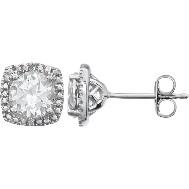 Sterling Silver Lab-Grown Sapphire & .015 CTW Natural Diamond Earrings