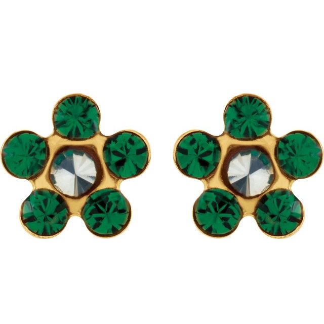 14K Imitation Emerald Inverness® Piercing Earrings