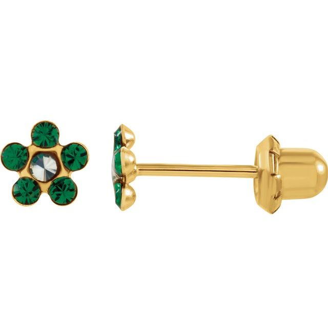 14K Imitation Emerald Inverness® Piercing Earrings