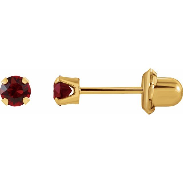 14K Imitation Ruby Inverness® Piercing Stud Earrings
