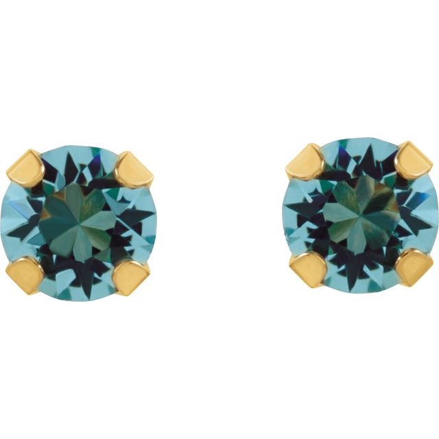 14K Imitation Aquamarine Inverness® Piercing Stud Earrings