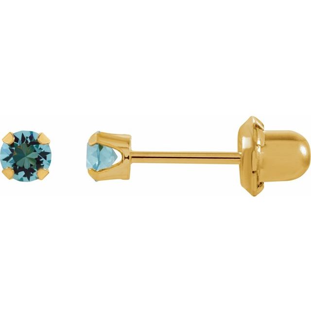 14K Imitation Aquamarine Inverness® Piercing Stud Earrings