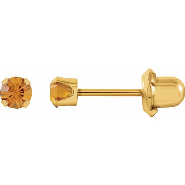 14K Imitation Citrine Inverness® Piercing Stud Earrings