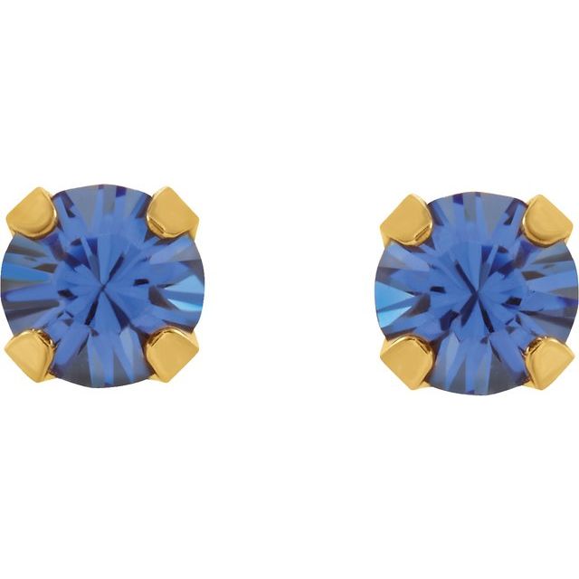 14K Imitation Blue Sapphire Inverness® Piercing Stud Earrings