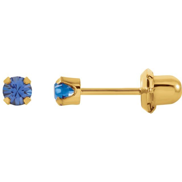 14K Imitation Blue Sapphire Inverness® Piercing Stud Earrings