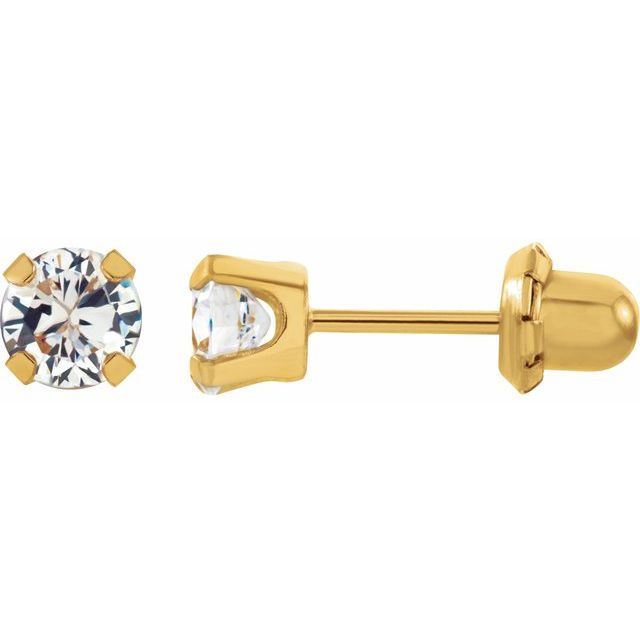 14K Imitation Cubic Zirconia Inverness® Piercing Stud Earrings