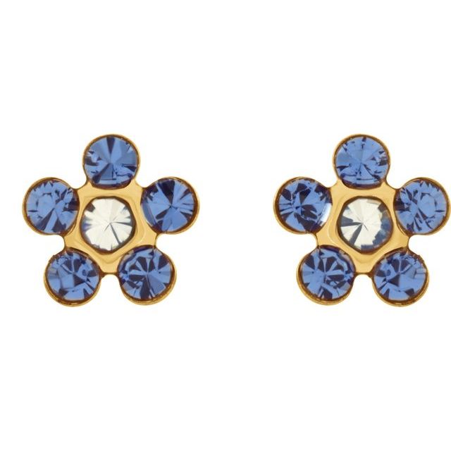 14K Imitation Blue Sapphire Inverness® Piercing Earrings