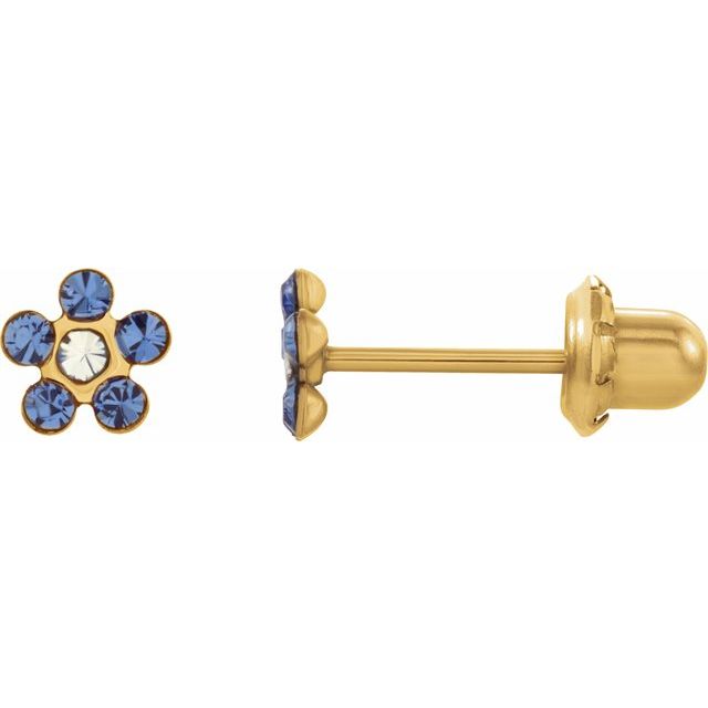 14K Imitation Blue Sapphire Inverness® Piercing Earrings