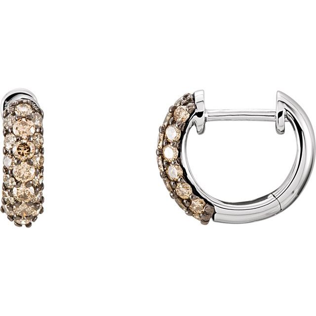 14K 5/8 CTW Natural Brown Diamond Hoop Earrings
