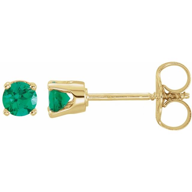14K Natural Emerald Youth Earrings