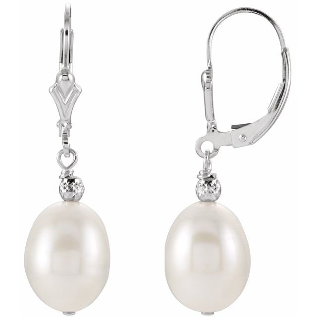 Sterling Silver 9- Cultured Freshwater Pearl Earrings