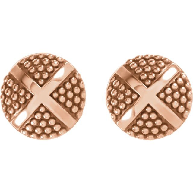 14K Granulated X Stud Earrings
