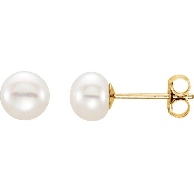 14K 5- Cultured Freshwater Button Pearl Earrings