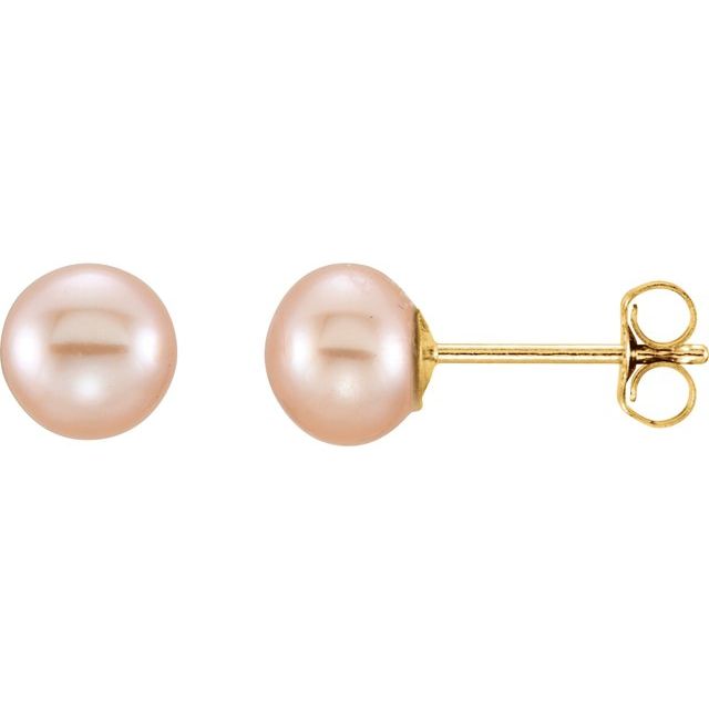 14K 5- Cultured Pink Freshwater Pearl Earrings