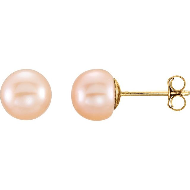 14K 6- Cultured Pink Freshwater Pearl Earrings