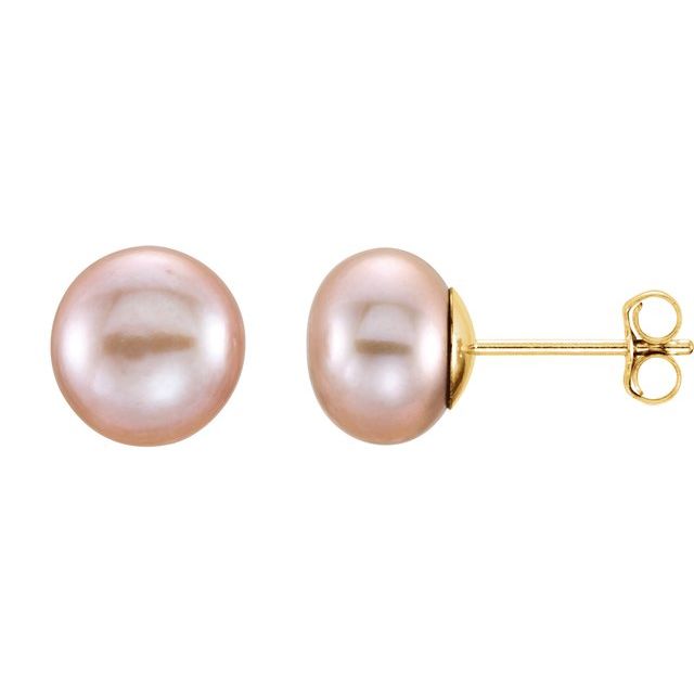 14K 7- Cultured Pink Freshwater Pearl Earrings