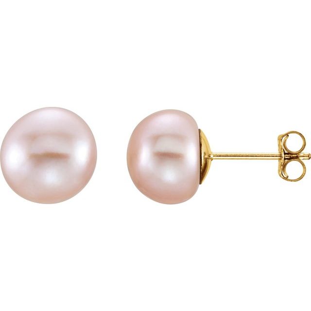 14K 8- Cultured Pink Freshwater Pearl Earrings