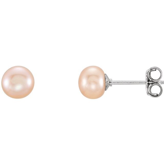 Sterling Silver 5- Cultured Pink Freshwater Pearl Earrings