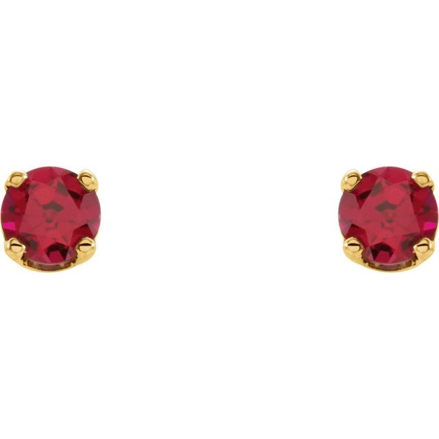 14K Imitation Ruby Youth Earrings